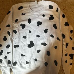 White and Black Dalmatian Print Sweatshirt
